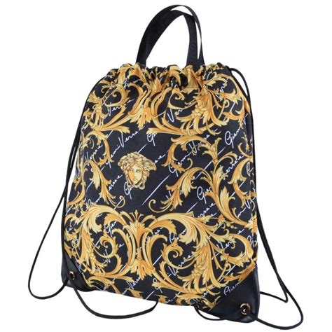 baroque print versace backpack|Versace Black Nylon Barocco Signature Print Drawstring .